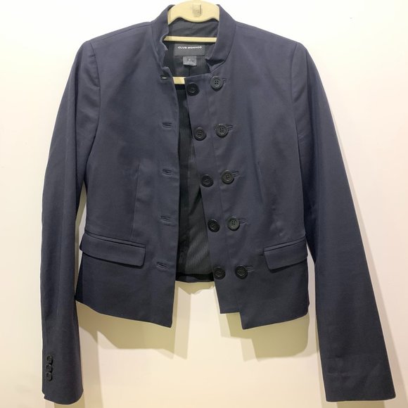 Club Monaco Black Mandarin-collar Blazer - Picture 1 of 5